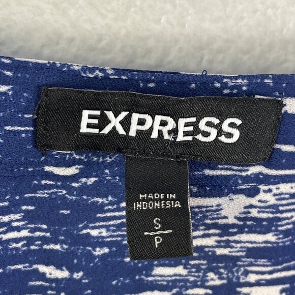 Express Blouse Womens Small Abstract Print Zip Long Sleeve Top Polyester - Picture 4 of 10